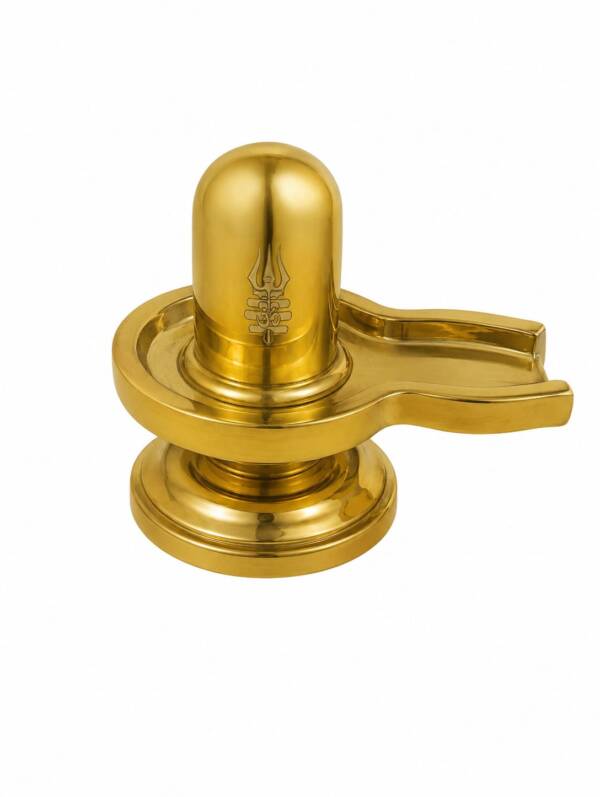 Premium Brass Shivling with Yoni Base – Mirror Finish